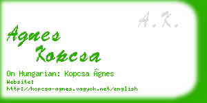 agnes kopcsa business card