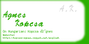 agnes kopcsa business card